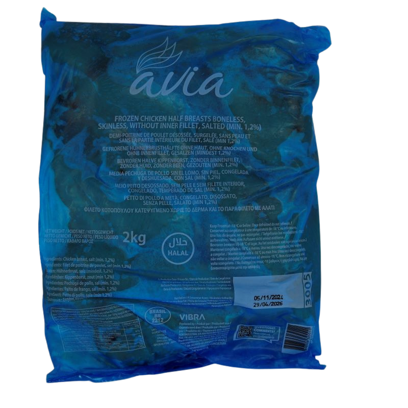 Hähnchenbrustfilet Barsil halbiert ohne innenfilet,ohne haut,ohneknochen,gesalzen 2kg